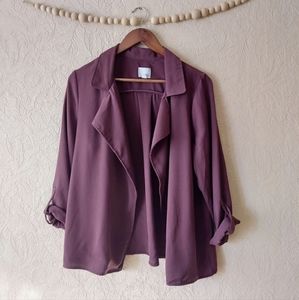 14th & Union purple open front casual blazer 3/4 sleeve Sz Large